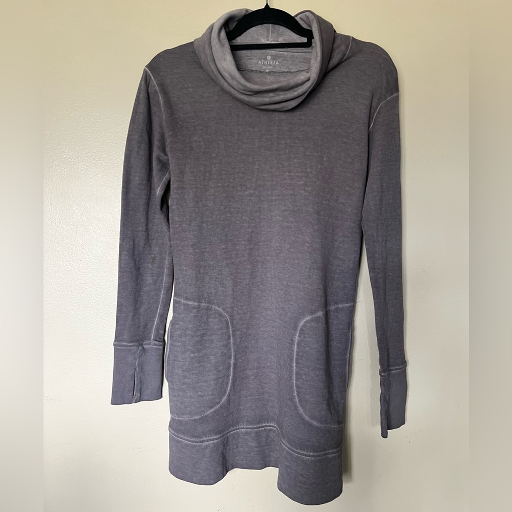 Athleta Eco Wash Cowl Neck Lavender Sweatshirt Dress